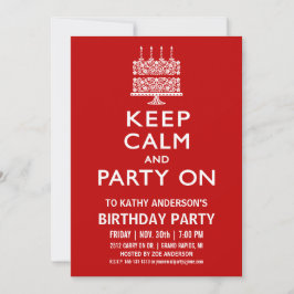 Mantener la calma y el Fiesta en la invitación de