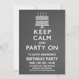 Mantener la calma y el Fiesta en la invitación de