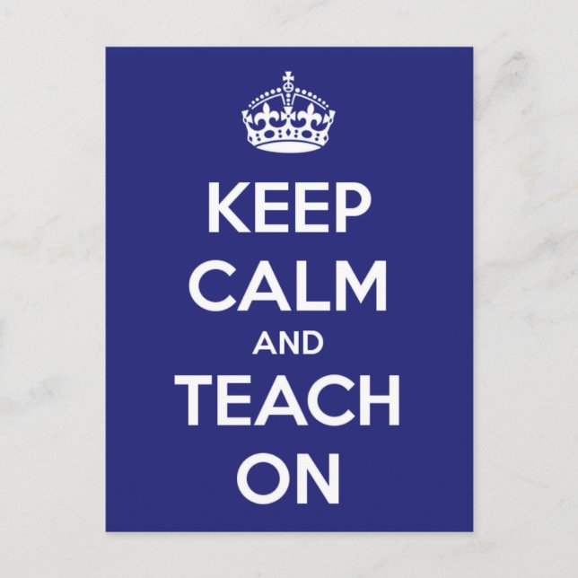 Mantener la calma y enseñar en la postal azul (Anverso)