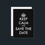 Mantener la calma y guardar las tarjetas bodas de<br><div class="desc">Mantenga la calma y guarde las tarjetas bodas de fecha. Graciosas tarjetas de recordatorio para invitados. Plantilla de diseño moderna con el logotipo de la corona. Ideal para bodas y otros eventos.</div>