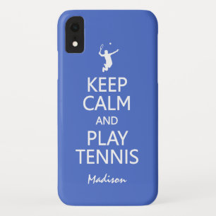 Mantener la calma y jugar Tenis fundas de nombres
