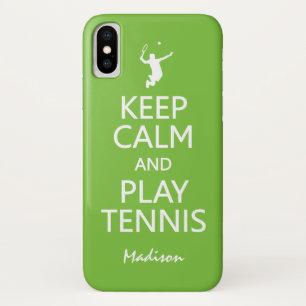 Mantener la calma y jugar Tenis fundas de nombres