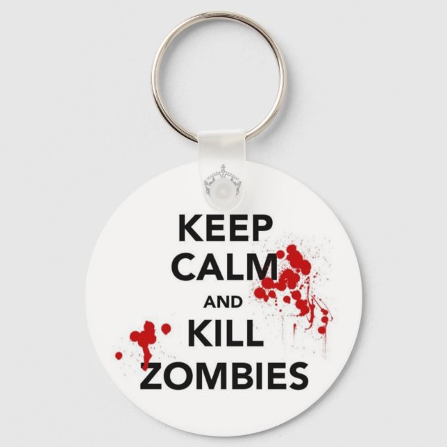 mantener la calma y matar el llavero zombies (Anverso)