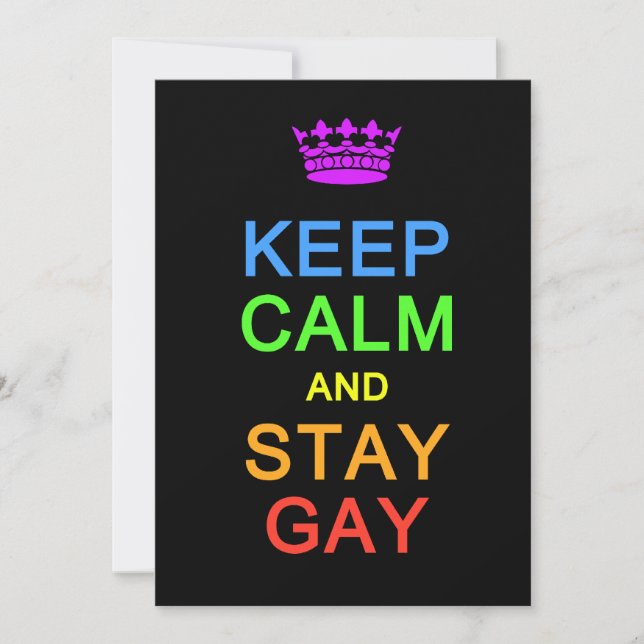 Mantener la calma y permanecer Gay invitación / ta (Anverso)