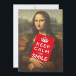 Mantener La Calma Y Sonreír<br><div class="desc">mona lisa,  la gran dama de cara sonriente,  con una versión retorcida del antiguo poster de propaganda británico de la Segunda Guerra Mundial</div>