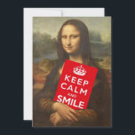 Mantener La Calma Y Sonreír<br><div class="desc">mona lisa,  la gran dama de cara sonriente,  con una versión retorcida del antiguo poster de propaganda británico de la Segunda Guerra Mundial</div>
