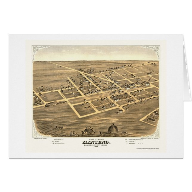 Manteno, mapa panorámico de IL - 1869 (Anverso (Horizontal))