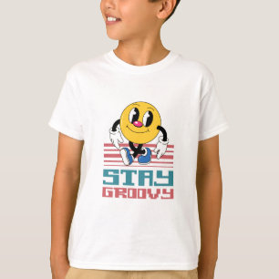 mantente genial camiseta retro cara sonriente.