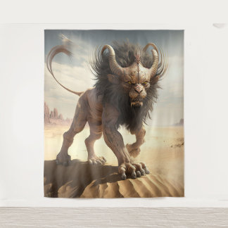 Manticore en un tapiz en una pared del desierto