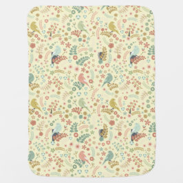 Mantita Para Bebé Aves y ramas de Shabby Amarillo