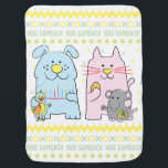 Mantita Para Bebé Baby Blanket "Hug Sameach/" Personalizado<br><div class="desc">"Abrazo Sameach". En lugar de Chag Sameach/Happy Holiday, deseemos a nuestros pequeños, un "abrazo Sameach", ¡¡¡sólo por la diversión!!! Un diseño dulce en ambos lados con lugar para la personalización en la parte trasera. Elige tu fuente favorita, color, tamaño, estilo y texto para personalizar esta manta de bebé de capa...</div>