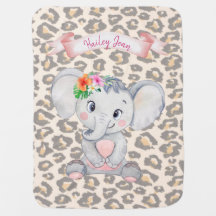 Baby Girl Elephant Personalizado Baby Blanket