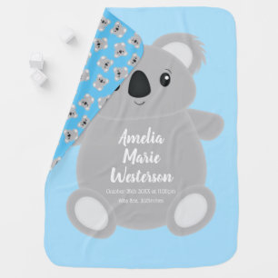 Mantita Para Bebé Baby Shower Blue Koala Bear