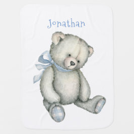 Mantita Para Bebé Bebé niño Oso de peluche azul personalizado Keepsa