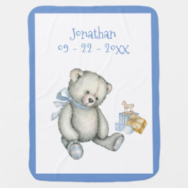 Mantita Para Bebé Bebé Niño Oso de peluche azul personalizado Keepsa