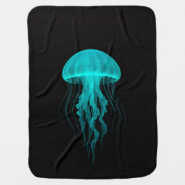 Mantita Para Bebé Black 4 Luxe blanket with Green Jellyfish