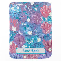 Blissant Blue Floral Baby Blanket