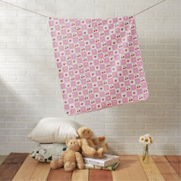 Mantita Para Bebé Cama de bebé rosa con motivo de flores y cerezos
