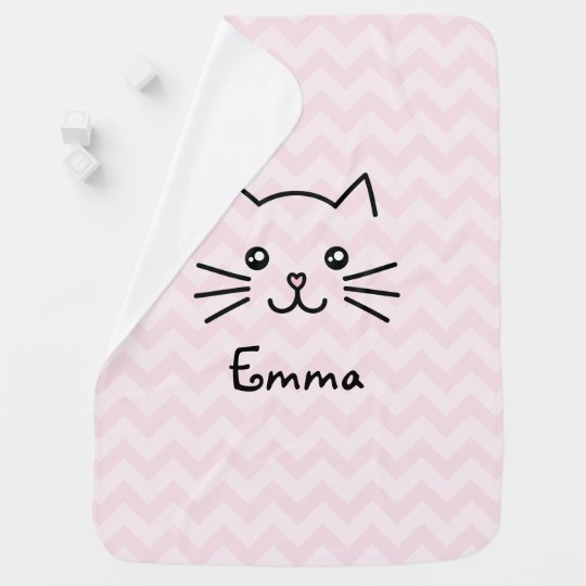 Mantita Para Bebe Cara Linda Del Gato Del Gatito De Kawaii Con La Zazzle Es