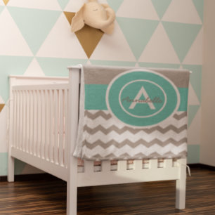 Mantita Para Bebé Chevron Verde azulado gris