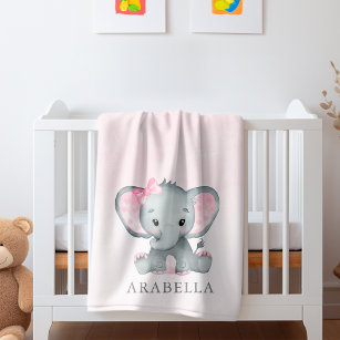 Mantita Para Bebé Chica lindo Elefante rosa