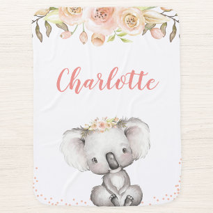 Mantita Para Bebé Chica personalizado de Watercolor Koala
