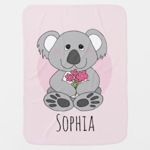Mantita Para Bebé Chicas cortan flores y nombre de Personalizado Koa