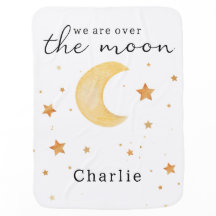 Cinta de bebé personalizada Cute Moon Blue