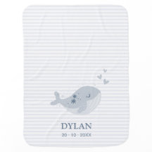 Corazones de ballena lindo franjas azul personaliz