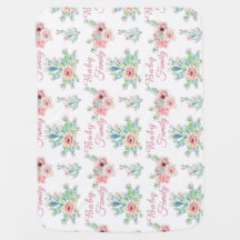 Custom Name Cacti Nursery Blanket – White Back