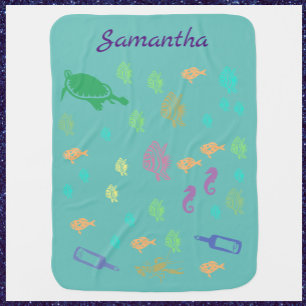 Mantita Para Bebé Cute Under the Sea Blue Green
