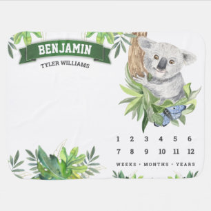 Mantita Para Bebé Cuto Adorable Koala Bear Jungle Safari Milestone