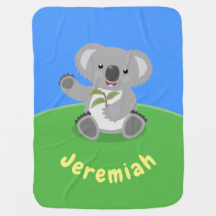 Mantita Para Bebé Cuto feliz koala saludando al ilustracion personal