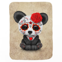 Día rojo de la panda muerta del cráneo del azúcar