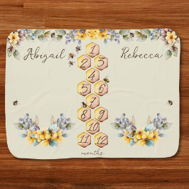 Mantita Para Bebé Doble hito acuática abejas flor y honeycomb