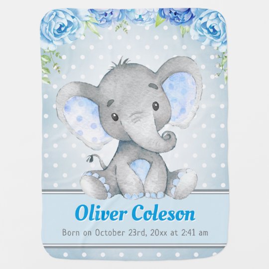 Mantita Para Bebe Elefante Azul Polka Dot De Cacahuete Zazzle Es