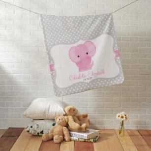 Mantita Para Bebé Elefante bebé (rosa) personalizado