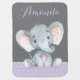 Mantita Para Bebé Elefante Chica Baby Shower morado y gris (Anverso)