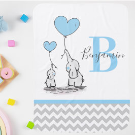 Mantita Para Bebé Elephant Blue Gray Chevron BOY