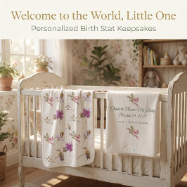Mantita Para Bebé Estadísticas de nacimiento de bebé floral Colibrí 