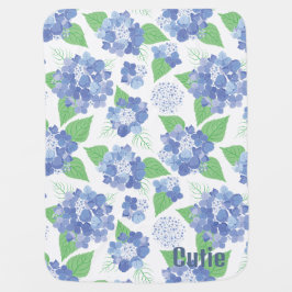 Mantita Para Bebé Flores de hidrangea azul personalizadas