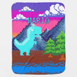 Mantita Para Bebé Funny Pixel Gamer Pixelated- Dinosaur Illustration