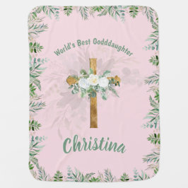 Mantita Para Bebé Hermosa floral rosa GODDAUGHTER personalizada