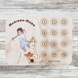 Mantita Para Bebé Hito de seguimiento del crecimiento del Boho Neutr