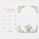 Mantita Para Bebé Hito mensual de floral rosa del elefante cutáneo R (Horizontal)