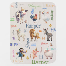 Mantita Para Bebé Iniciales de nombres de animales de granja