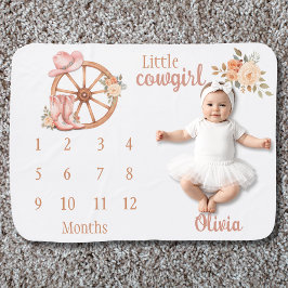 Mantita Para Bebé Little Cowgirl Western Milestone Baby Blanket