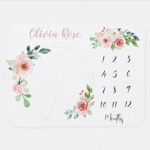 Mantita Para Bebé Mes bebé hito niña color agua flor