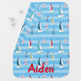 Mantita Para Bebé Monograma Náutico Azul Monograma Bebé