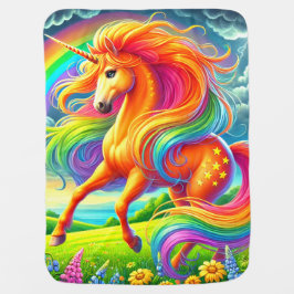 Mantita Para Bebé Naranja Unicorn